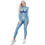 Atlanna Queen Aquaman Cosplay Costume Jumpsuit Halloween Sequined Catsuit Party Zentai - Azufun