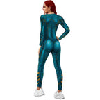 Atlanna Queen Aquaman Cosplay Costume Jumpsuit Halloween Sequined Catsuit Party Zentai - Azufun