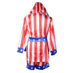Boxer Cosplay Costume Rocky Balboa Suit Uniform American Star Stripes Robe Italian Boxing Outfit Set for Kids - Azufun