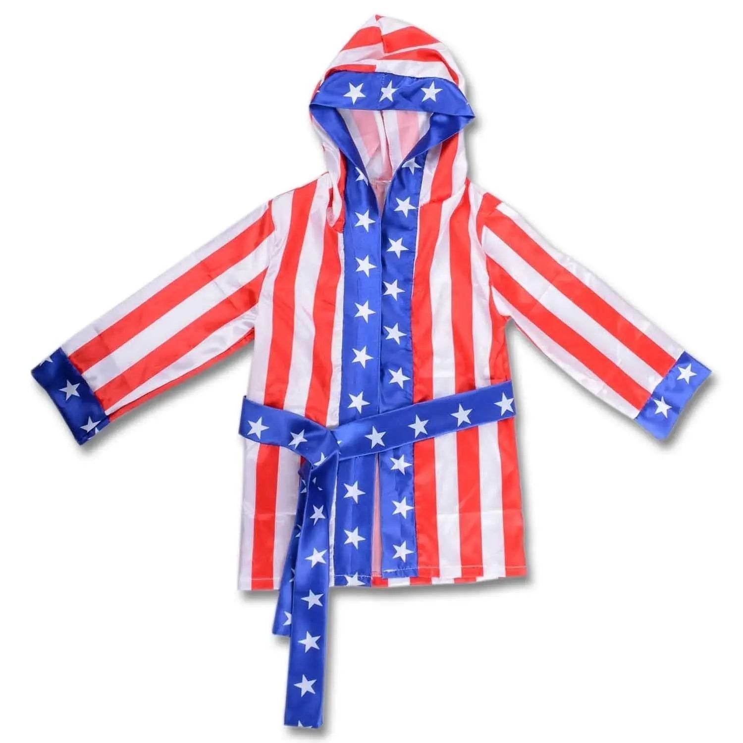 Boxer Cosplay Costume Rocky Balboa Suit Uniform American Star Stripes Robe Italian Boxing Outfit Set for Kids - Azufun