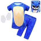 Boys Sonic the Hedgehog Print Costume Short sleeve Pants Suit - Azufun