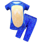 Boys Sonic the Hedgehog Print Costume Short sleeve Pants Suit - Azufun