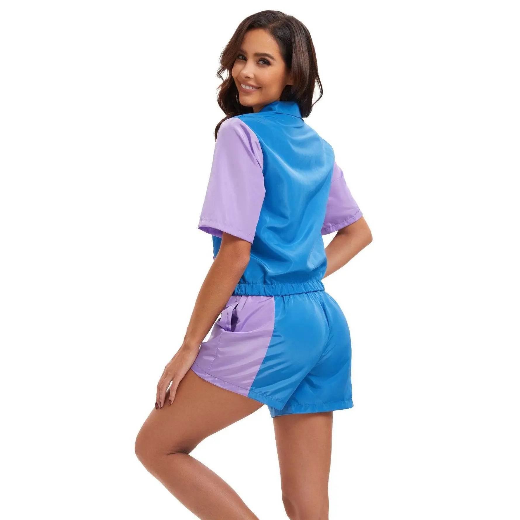 Carnival Disco Retro 80s Outfits Zipper Women's Sportswear Hip Hop Stage Costume - Azufun