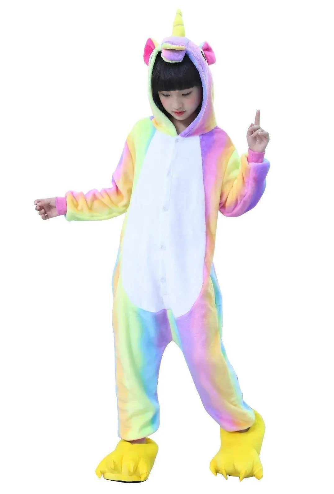 Children Colorful Rainbow Unicorn Kigurumi Onesies Pajamas - Pajamasbuy