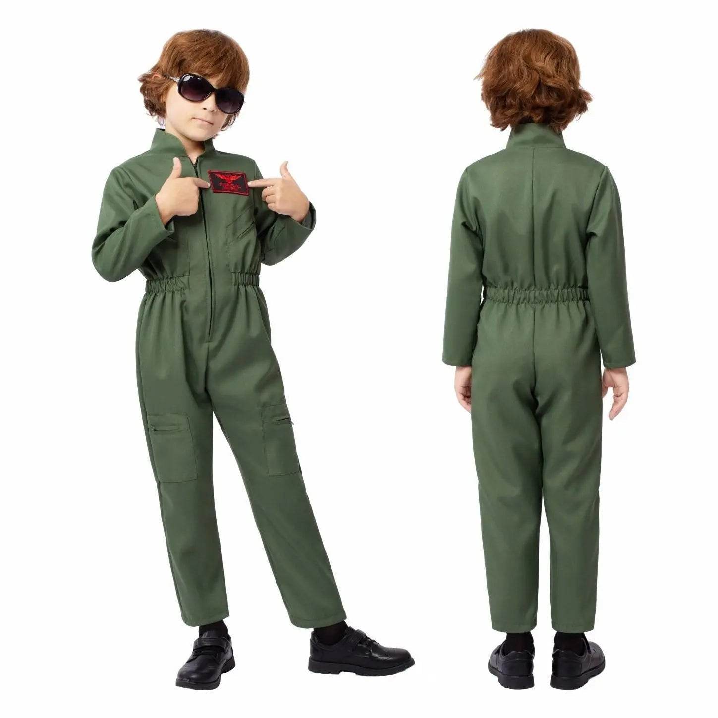 Children's Fighter Pilot Costume Halloween Carnival and Kindergarten Performance Jumpsuit - Azufun