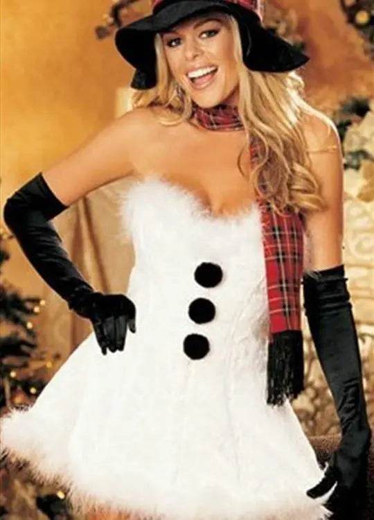Christmas Costumes Furry Edge Snowman Button Dress Christmas Photography Suit - Azufun