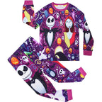 Christmas Pajamas Jack Sally Printed Long Sleeve Set Big Kids - Azufun