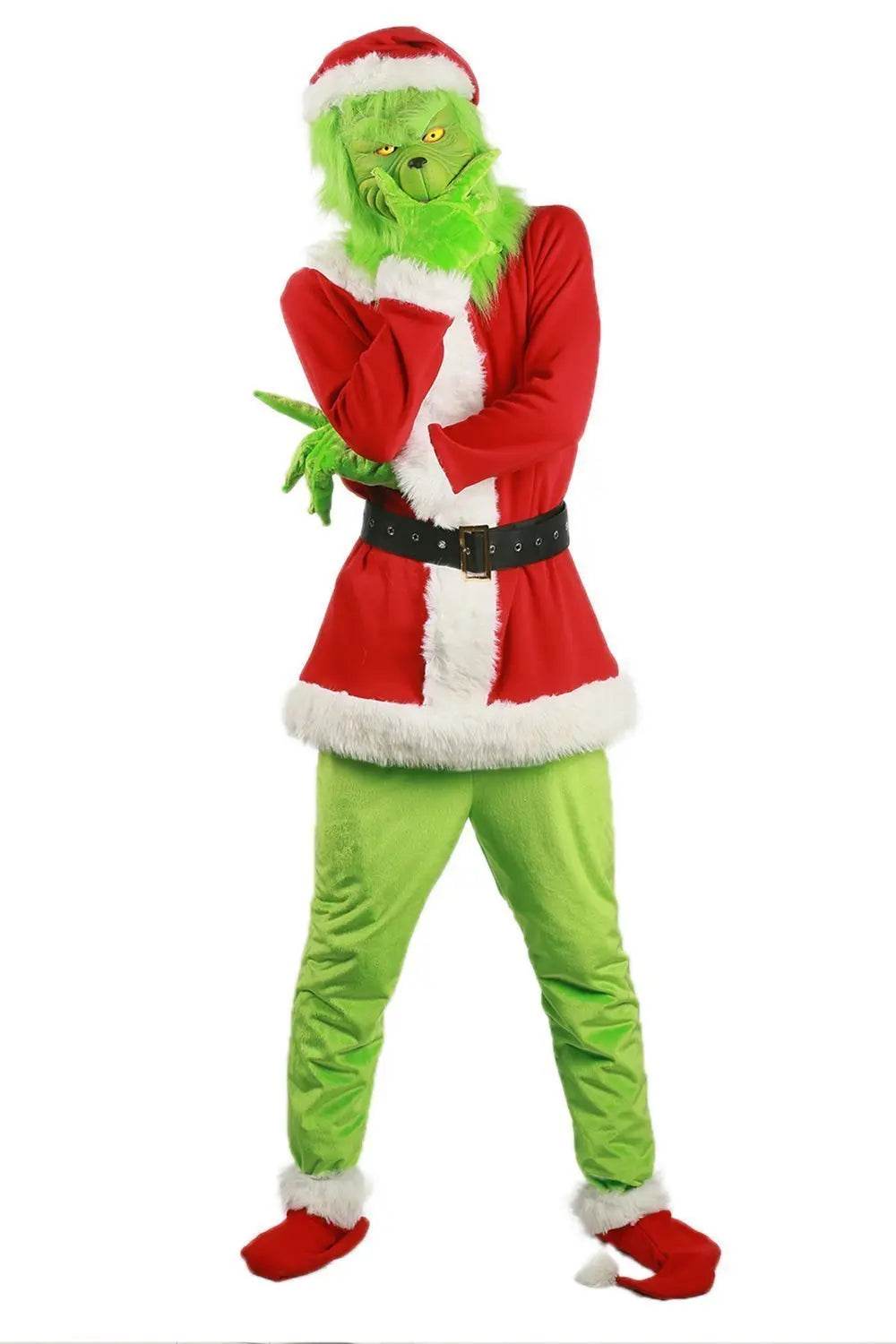 Christmas The Grinch Cosplay Costumes Party Performance Furry Santa Suit - Azufun