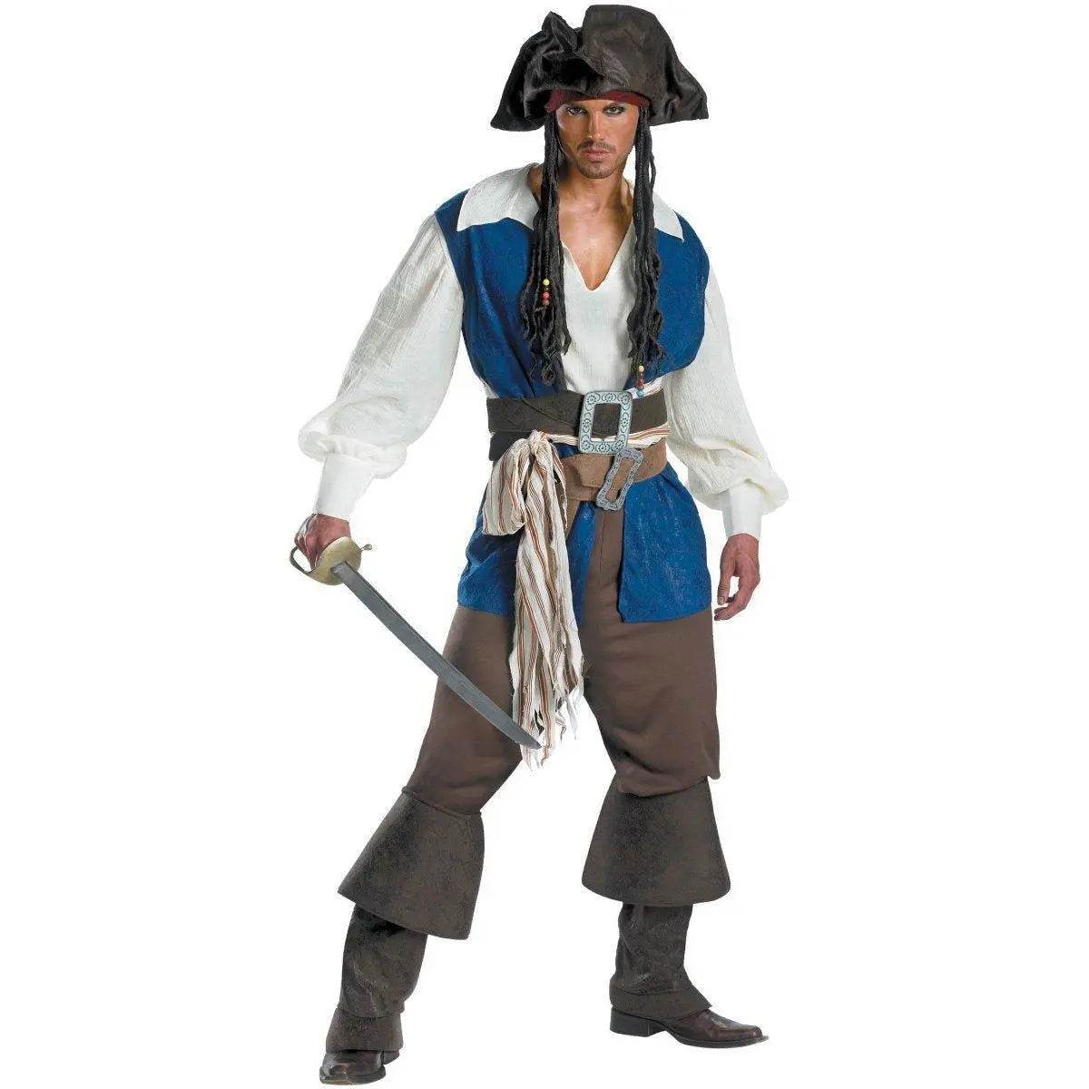 Couples Caribbean Captain Pirate Outfit Cosplay Costumes Fancy Dress Halloween Adult - Azufun