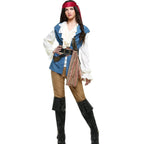 Couples Caribbean Captain Pirate Outfit Cosplay Costumes Fancy Dress Halloween Adult - Azufun