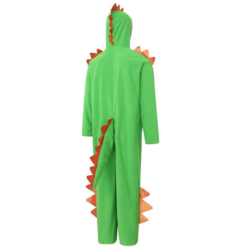 Cute Green Big Tail Dinosaur Animal Adult Jumpsuit Cosplay Costume Carnival - Azufun