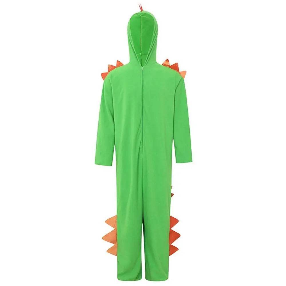 Cute Green Big Tail Dinosaur Animal Adult Jumpsuit Cosplay Costume Carnival - Azufun