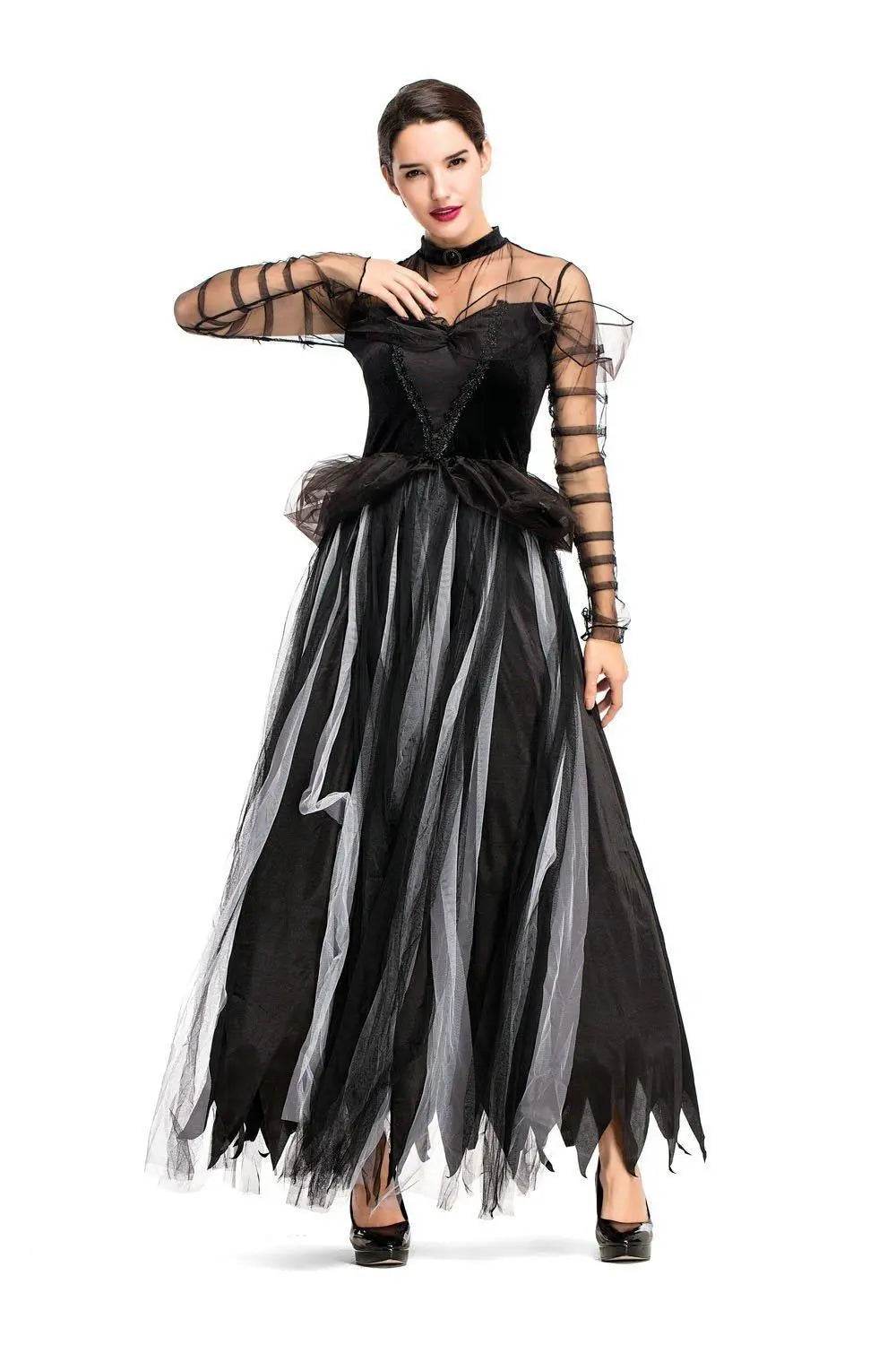 Fairy Tale Black Swan Cos Witch Cos Costume for Halloween Party Prom - Azufun