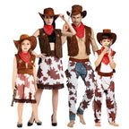 Family Matching West Cowboy Costumes outfit classic wild fancy dress western - Azufun