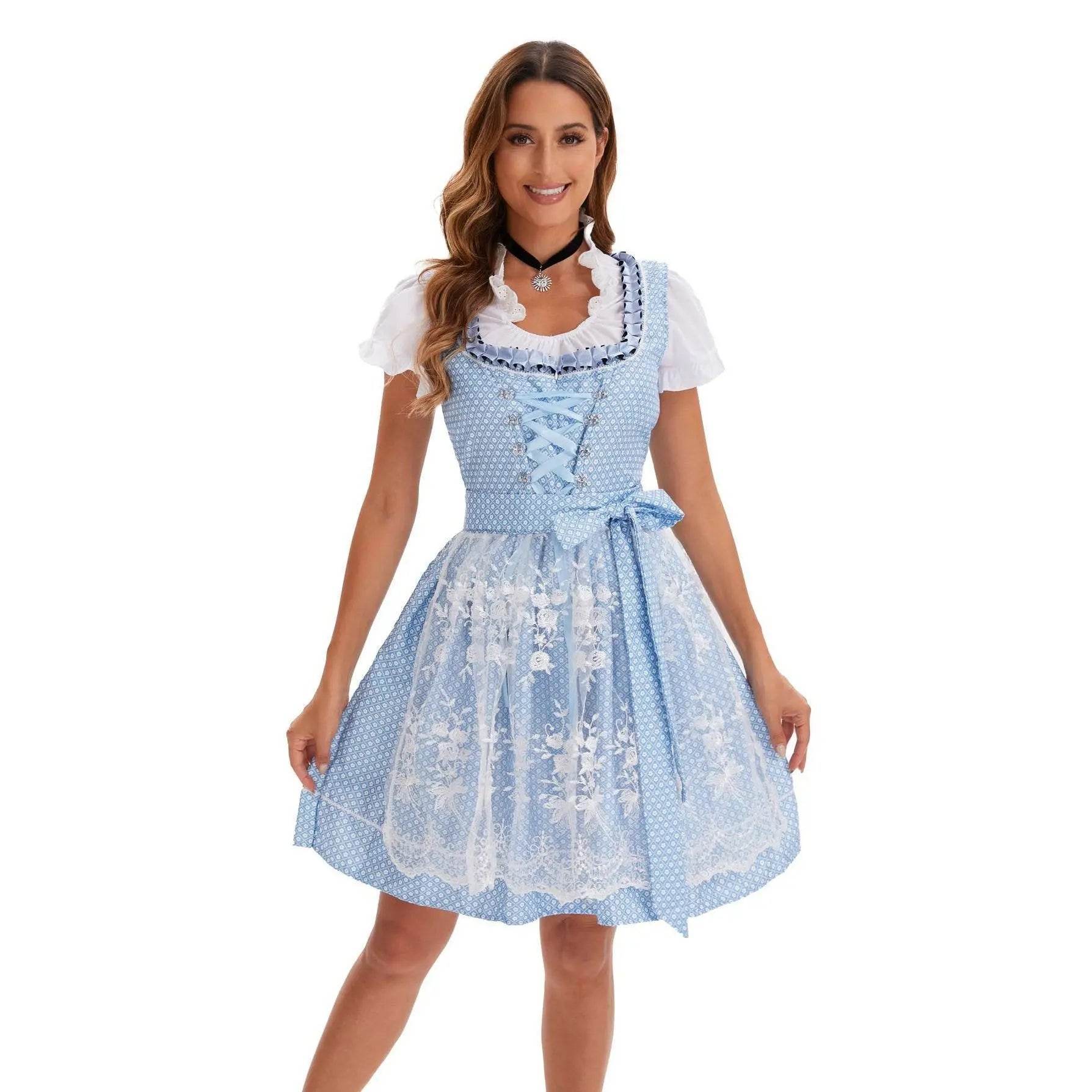 German Oktoberfest Large Size Short Sleeve Dress Costume - Azufun
