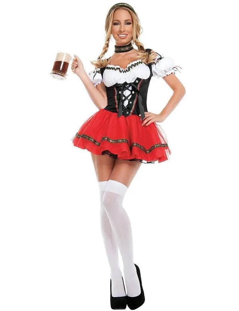 German Oktoberfest Outfit Beer Uniform Maid Cosplay Costume Fancy Dress - Azufun