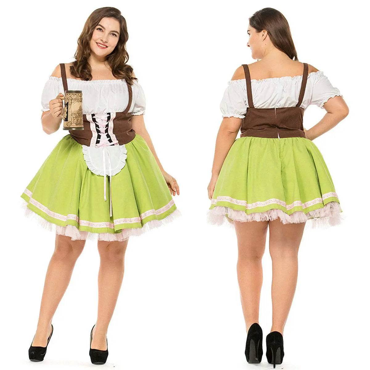 German Oktoberfest Outfit Halloween Plus Size Dress Women Cosplay Costume - Azufun
