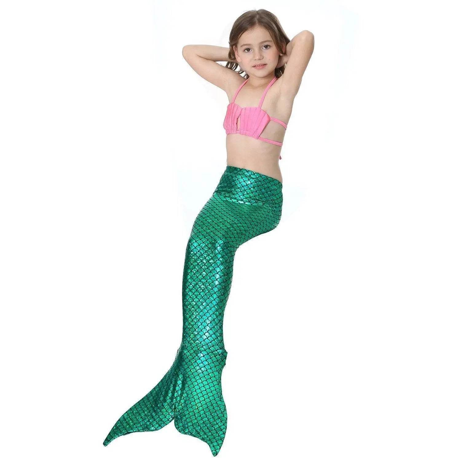 Girls Kids Mermaid Tail Swimwear Bikini Set Swimsuit Swimming Costume - Azufun