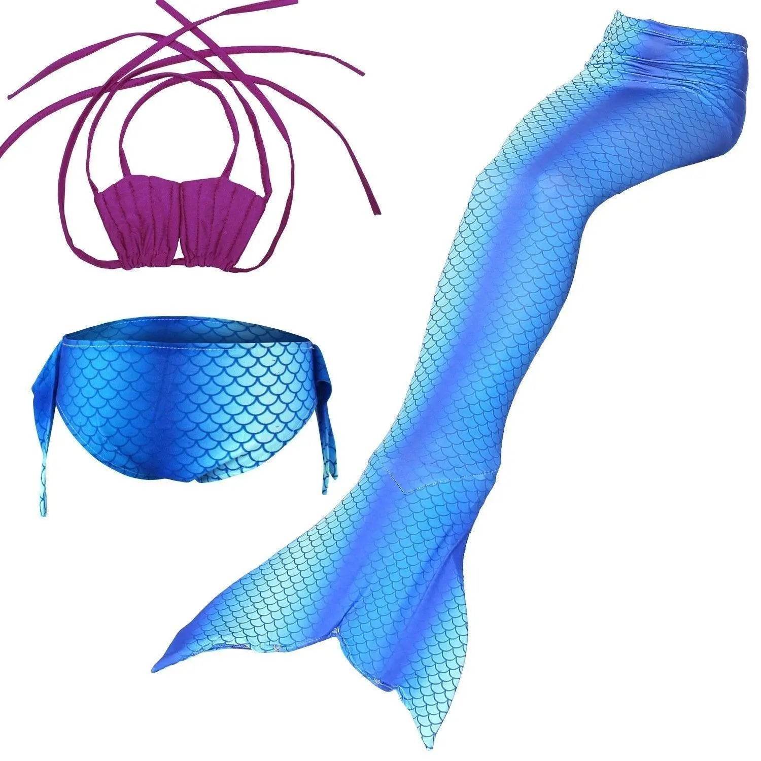 Girls Kids Mermaid Tail Swimwear Bikini Set Swimsuit Swimming Costume - Azufun