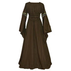 Gothic retro women's Medieval Court Costume Robe large size trumpet sleeve long dress - Azufun
