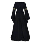 Gothic retro women's Medieval Court Costume Robe large size trumpet sleeve long dress - Azufun