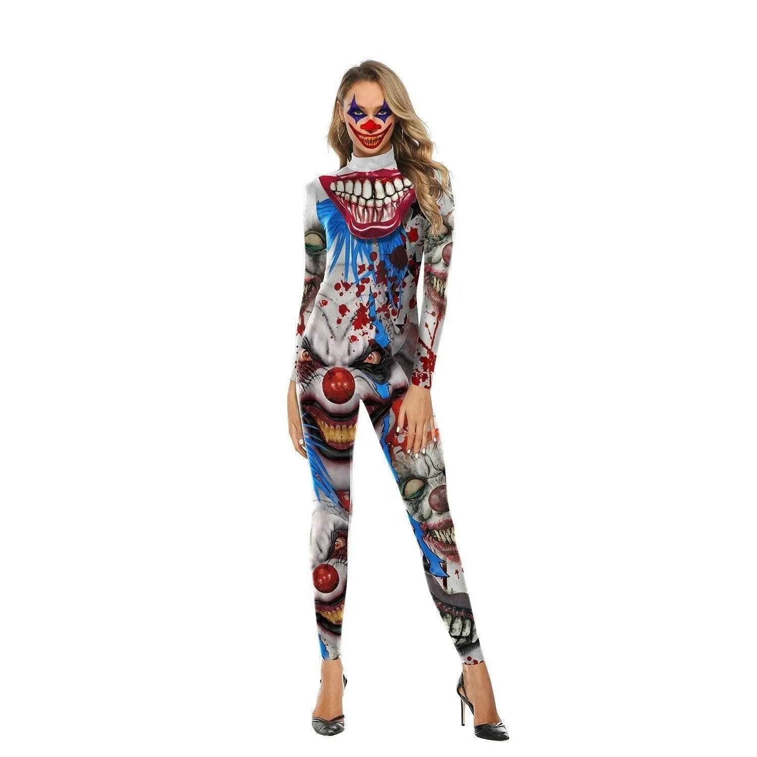 Halloween Adult Street Show Clown Cosplay Costume Polyester Bodysuit - Azufun