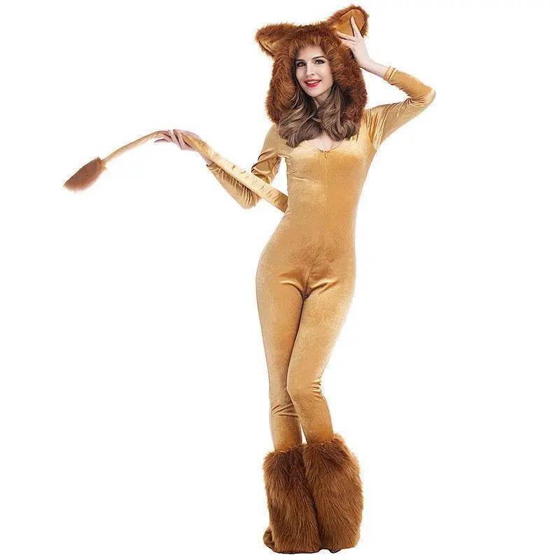 Halloween Animal Leo Lion Performance Cosplay Costume for Women - Azufun