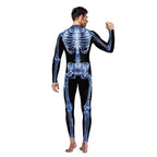 Halloween Costume Skull Cosplay Jumpsuit Skeleton Onesie Bodysuit Zentai for Adults - Azufun
