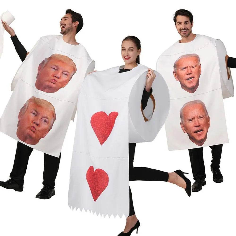 Halloween Couples Parody Toilet Paper Coat Heart Print Costume - Azufun