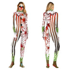Halloween Masquerade Elastic Clown Cosplay Costume Polyester Bodysuit - Azufun