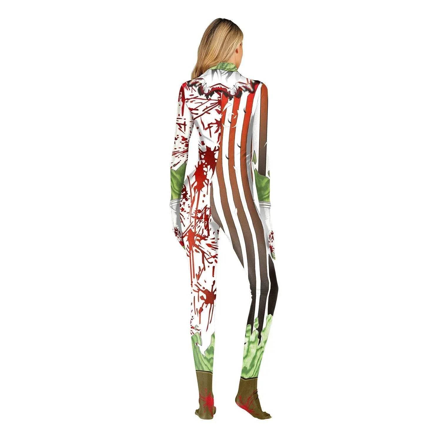 Halloween Masquerade Elastic Clown Cosplay Costume Polyester Bodysuit - Azufun