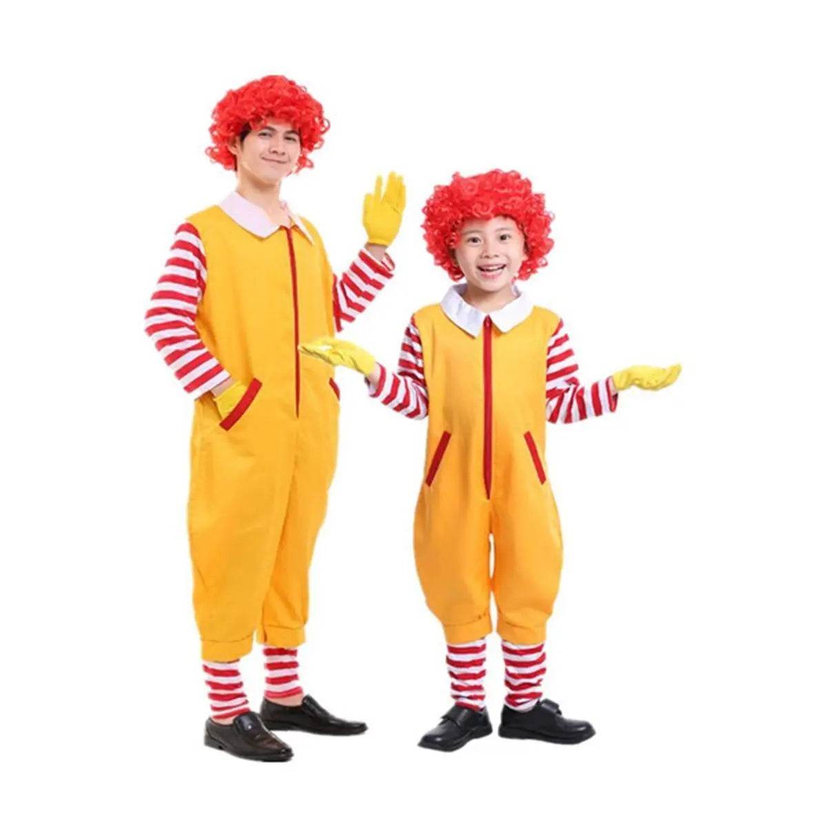 Halloween Uncle Ronald McDonald's Cosplay Jumpsuit Matching Costume - Azufun