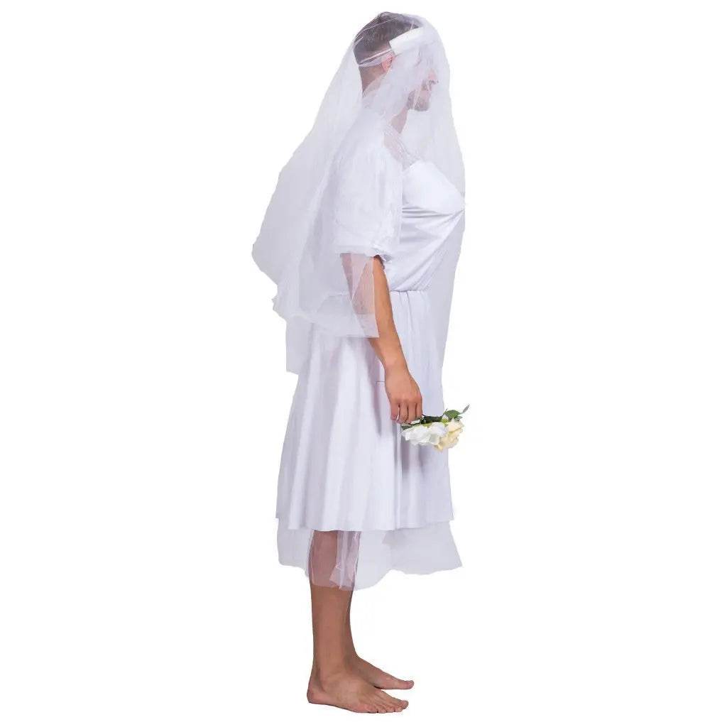 Halloween Wedding Dress Costumes White Bride Funny Party Adult Wedding Suit Party Outift for Men - Azufun