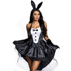 Halloween Women's bunny tuxedo magician Black Easter costume for girl - Azufun
