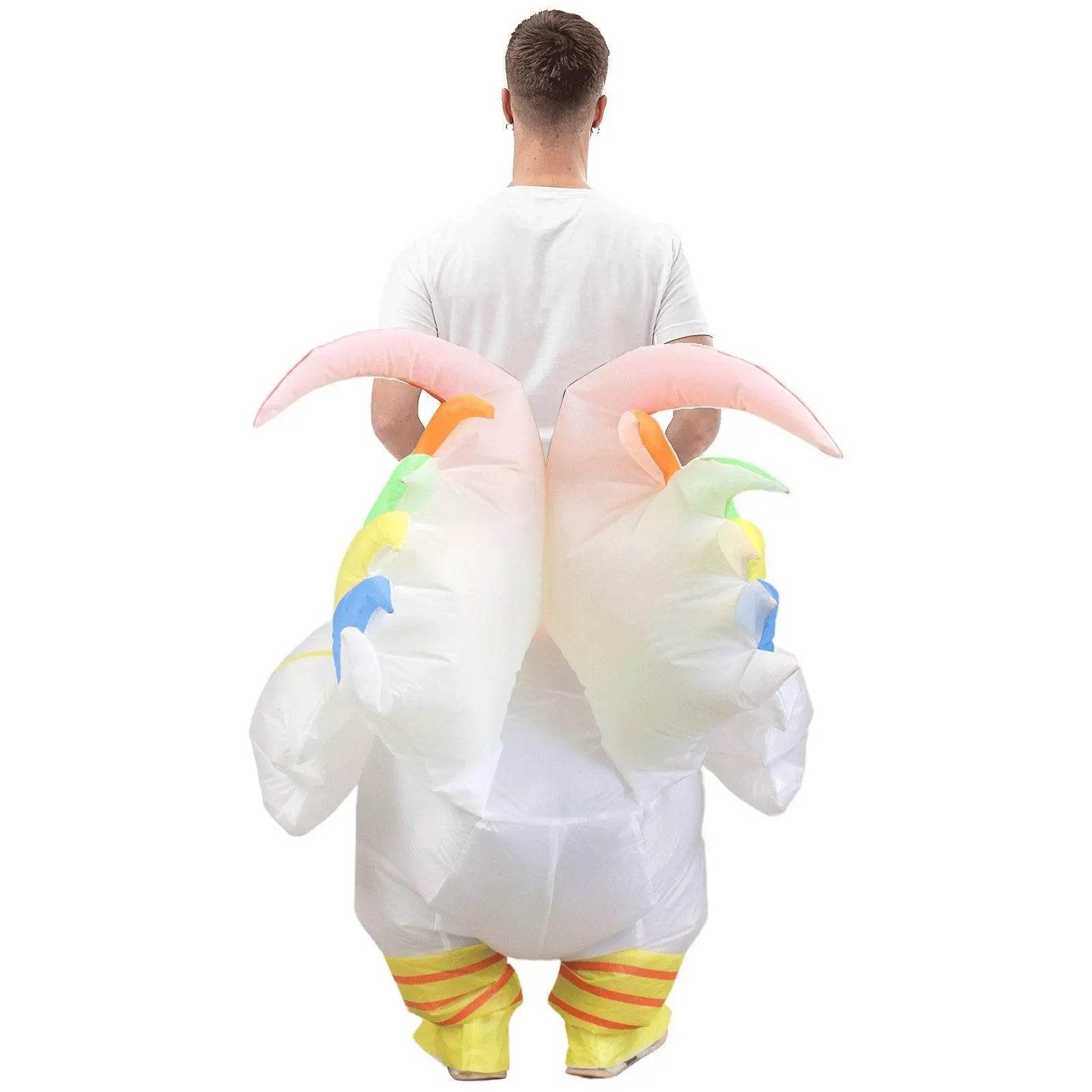Hilarious Inflatable Red and White Rooster Costume Adult Halloween Party Mascot Outfit - Azufun