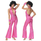 Hip Hop Rock Hippie 70s Costumes Fancy Dress Cosplay Halloween Outfit Jumpsuit Female - Azufun