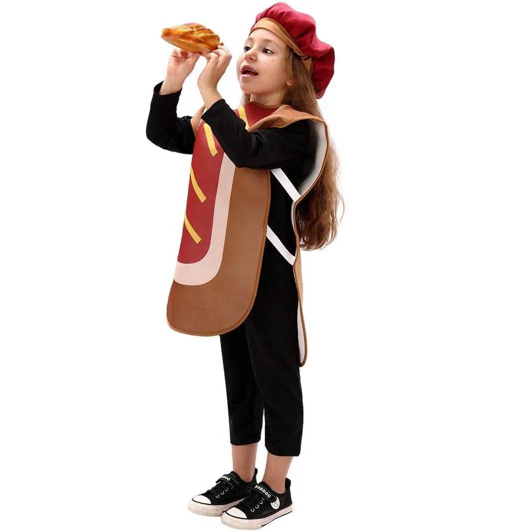 Kids Bun Hot Dog Onesie Funny Novelty Halloween Cosplay Party Costume - Azufun