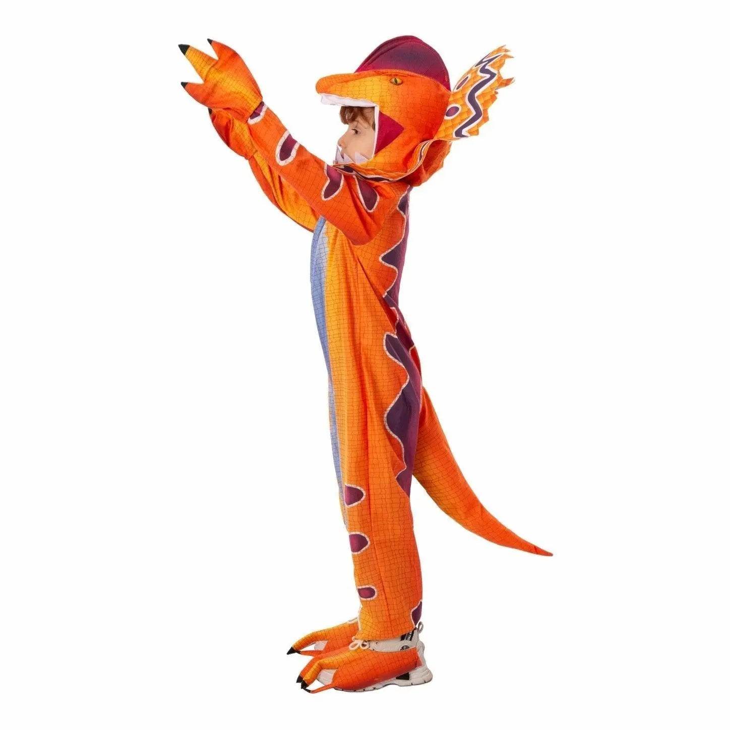 Kids Dilophosaurus Orange Animal Halloween Cosplay Party Costumes - Azufun
