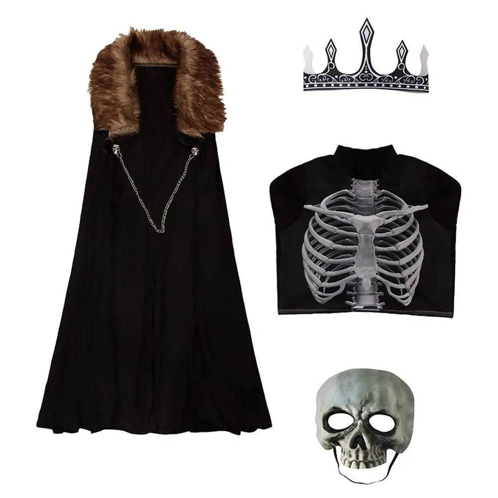 Kids Skeleton Knight Cosplay Costume Scary Halloween Kindergarten Stage Performance Outfit - Azufun