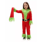 Kids The Grinch Christmas Costume Cosplay Jumpsuit Hat Belt Suit - Azufun