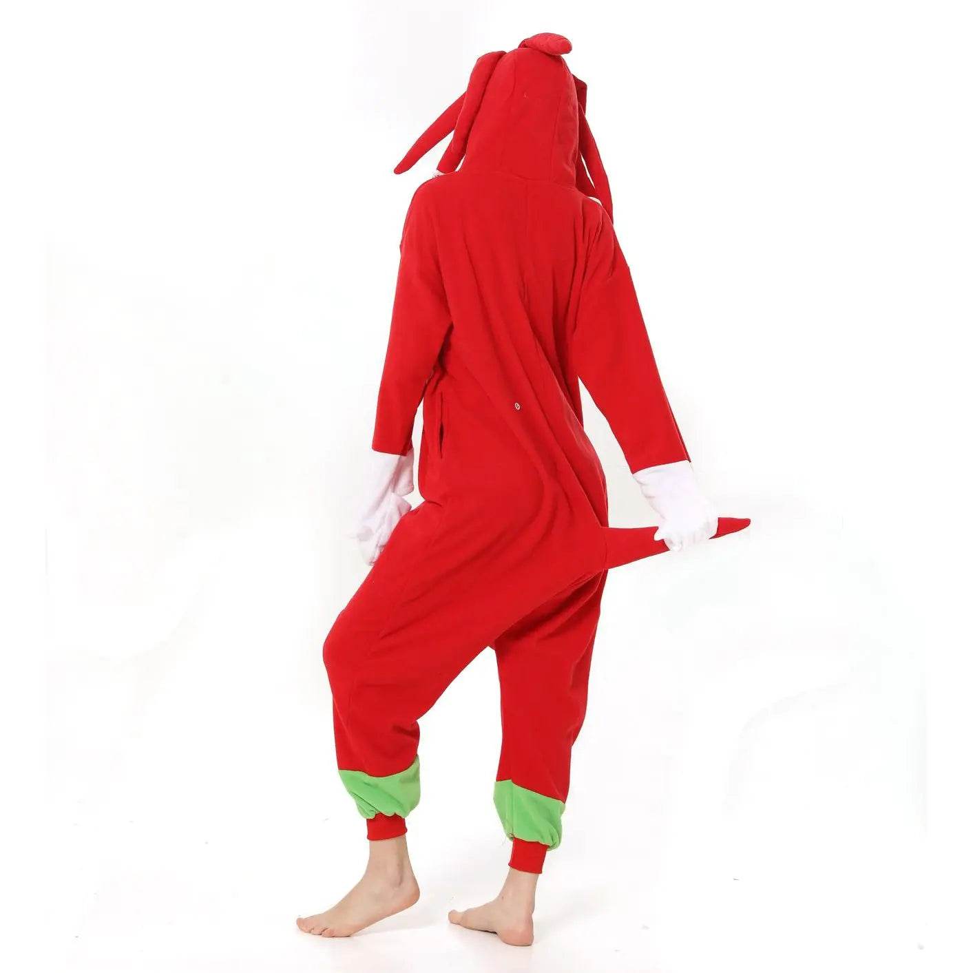 Knuckles the Echidna Sonic the Hedgehog kigurumi onesies anime pajamas Costume - Azufun