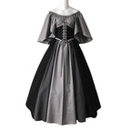 Medieval retro flying sleeves tie waist long one shoulder dress For Women - Azufun