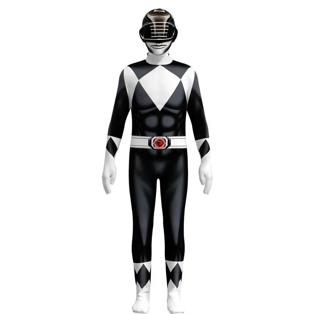 Mighty Morphin Power Rangers Costume Kids Superhero Bodysuit Halloween jumpsuits onesies - Azufun