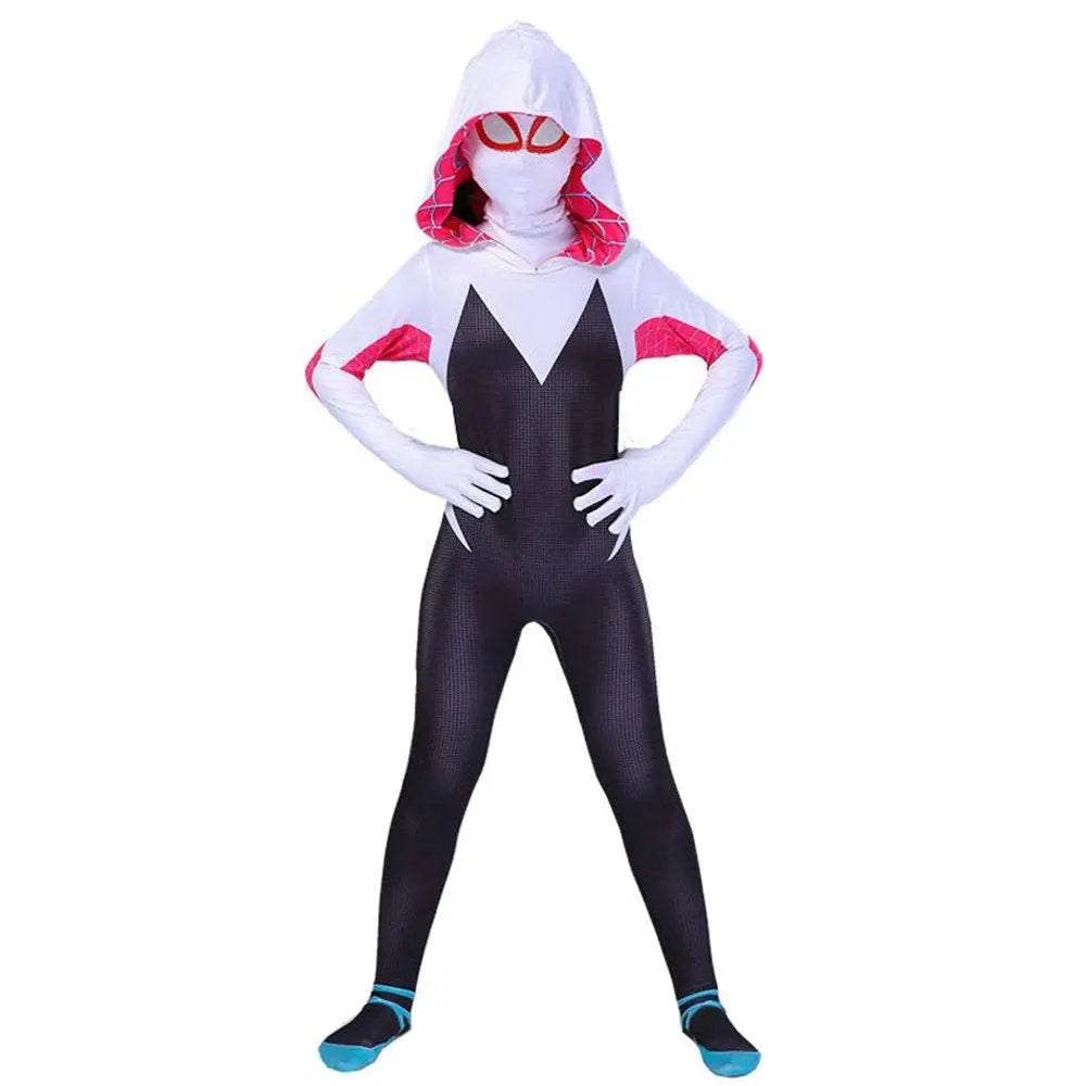 Spider-Man Women Gwen Stacy Cosplay Costume Zentai Jumpsuit Adult Kids - Azufun