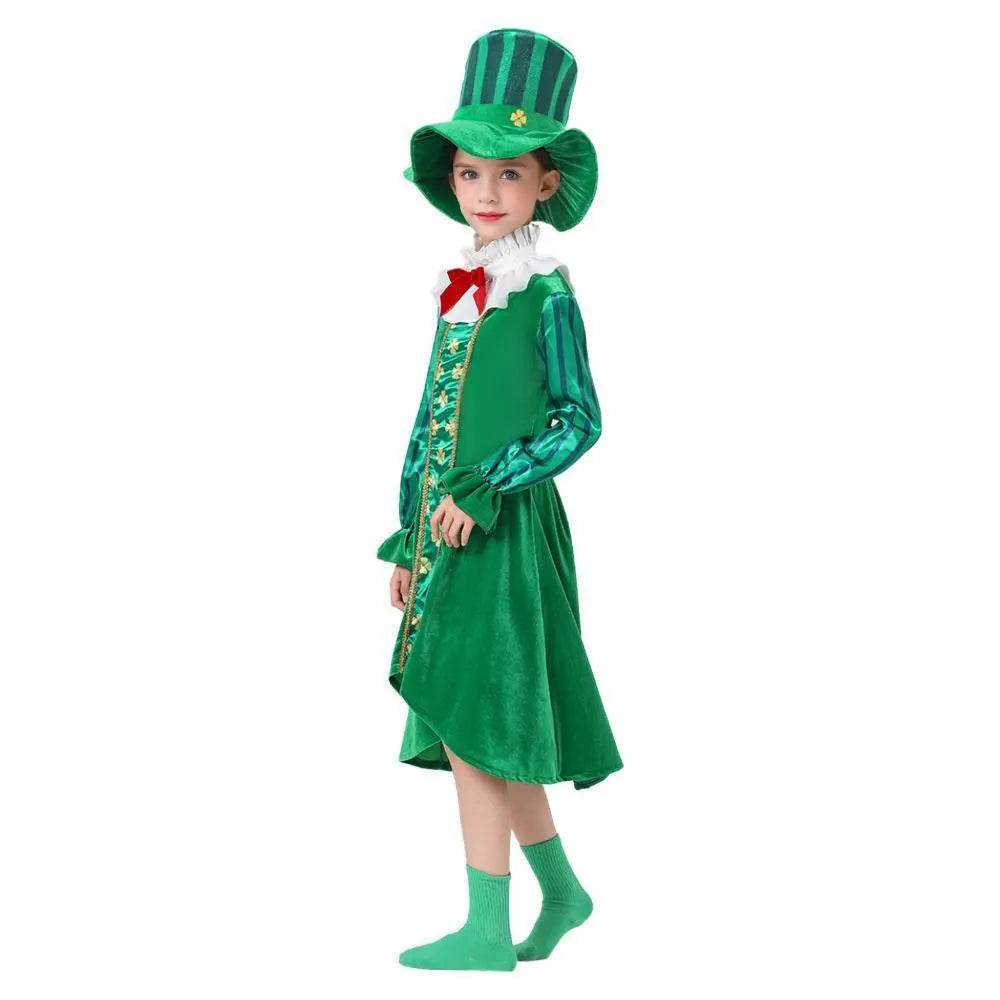 St Patrick's Day Kids Green Dress Party Cosplay Costume Carnival Suit - Azufun