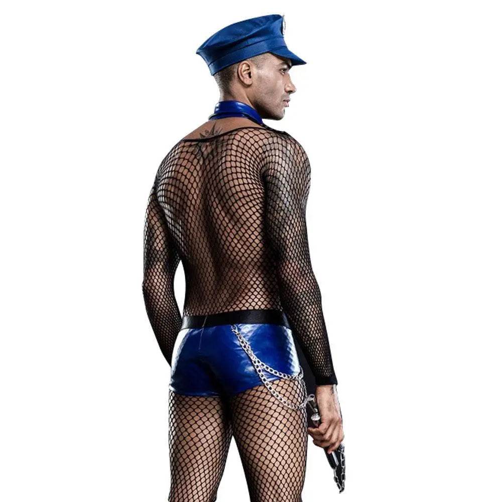 Stag Do Men Blue Police Night Club Costume - Azufun