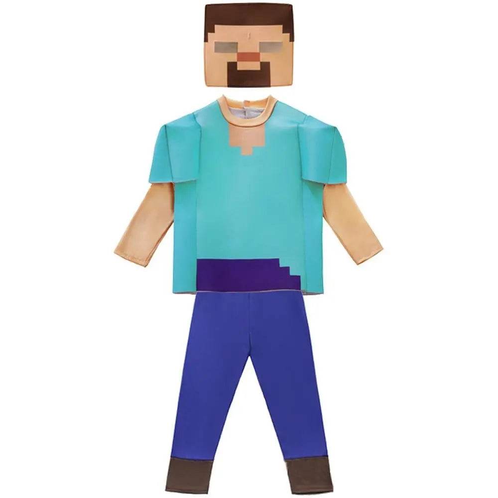 Steve Costume Minecraft Herobrine Notch Alex Cosplay Stage Game Costumes Suits For Kids - Azufun