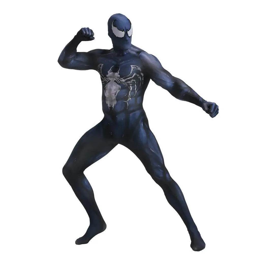 Venom Symbiote Eddie Brock Costume Spider Man Cosplay Jumpsuit For Adult kids - Azufun