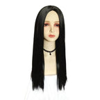 Wednesday's Mom Wig The Addams Family Cosplay Black Middle Parted Straight Wig For Adult - Azufun