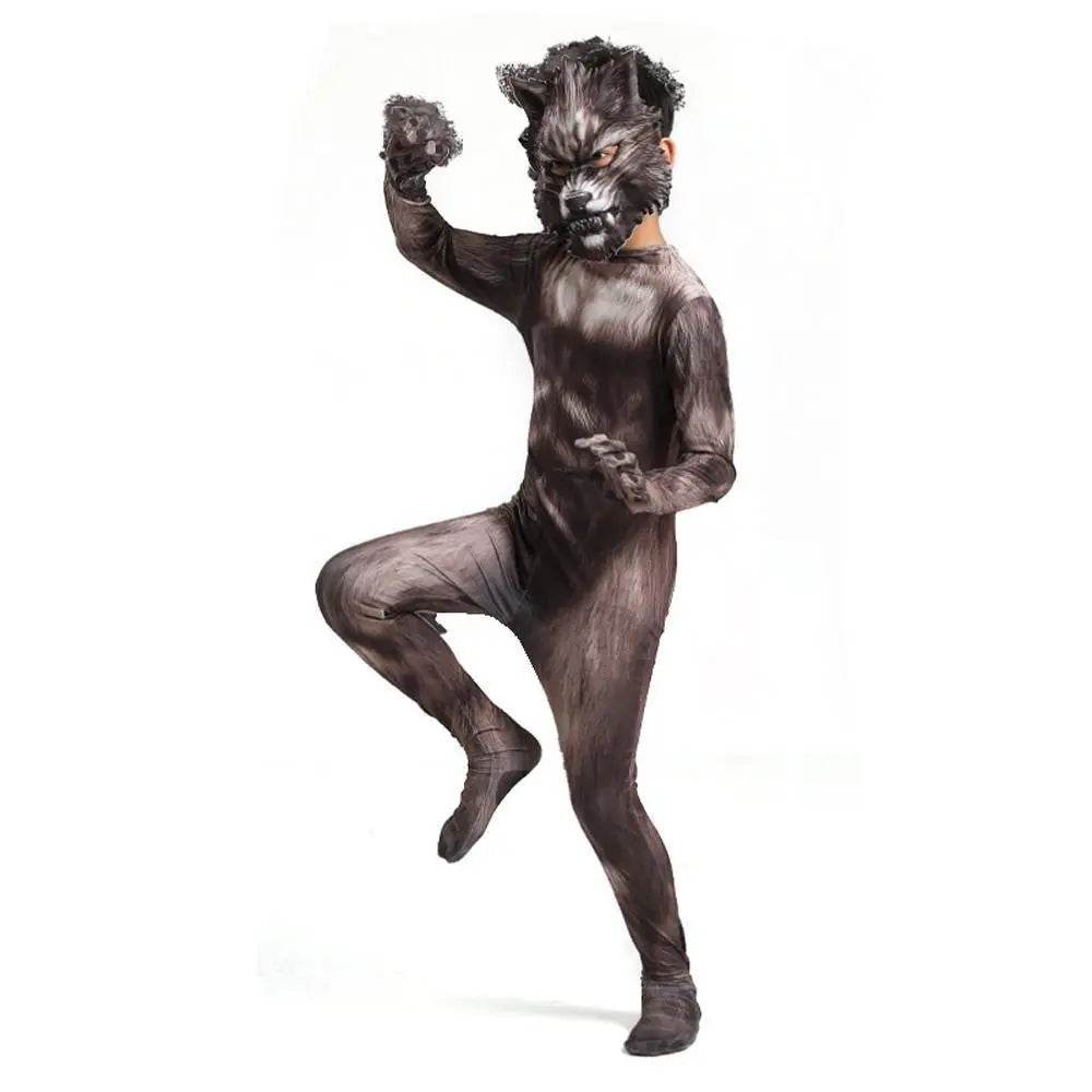 Werewolf Kid costume scary Halloween 3D Zentai Bodysuit - Azufun